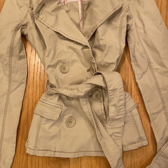 Abercrombie kids tan pea coat / trench coat - Picture 3 of 5